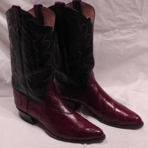 Larry Mahan Mens Eel Skin Cowboy Boots Size 11
